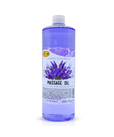 SPA REDI - Massage Oil  Lavender  32 Oz - Professional Full Body Massage Therapy  Manicure  Pedicure - Relax Sore Muscles and Repair Dry Skin  Enhanced with High Absorption Oils and Vitamin E Lavender 32 Fl Oz (Pack of 1...