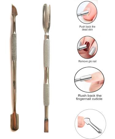 Stainless Steel Dual Head Cuticle Nail Pusher - Professional & Personal Nail Art Tool for Manicure Pedicure - Buy Online on GoSupps.com
