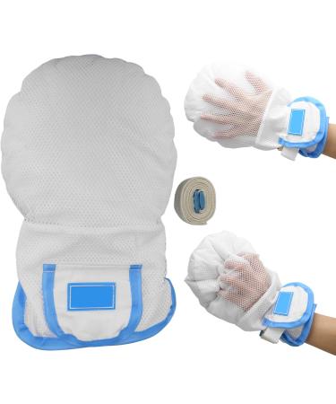 LIZEALUCKY Medical Hand Restraints Safety Mitts Glove for Dementia Elderly and Patients Fingers Separated Design with Breathable Mesh and Thick Sponge Blue