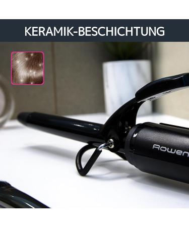 Rowenta CF2119 Curling Iron - 16mm Ceramic Curling Wand for Fixed Curls | Gentle Warmth & Cool Tip | Safe Use | 360 Turning Cable | Black/Pink & Black/Red - Buy Online on GoSupps.com