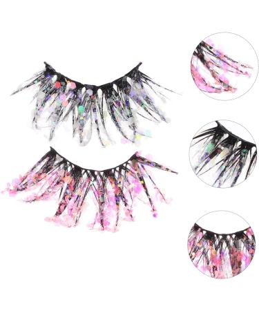 Beavorty 2 Pairs Fake eyelashes colored lash extensions glitter false eyelashes reusable black eyelashes adhesives false eyelashes 3D False Lash Luminous Eyelashes Christmas fiber Miss - Buy Online on GoSupps.com