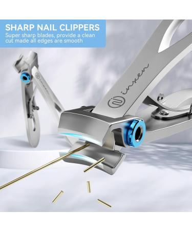 INXEN Stainless Steel Nail Clippers Set for Thick Nails - Wide Jaw Opening, Nail File Included - Ideal for Men, Women, and Seniors - Silver - Buy Online on GoSupps.com