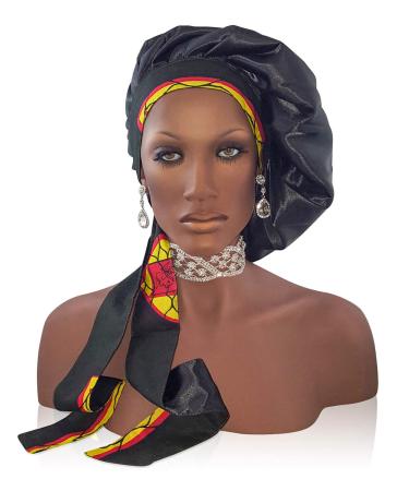 Silk Feel 2X Layer Satin Bonnet with Tie Band for Black Women - Small 1-black-1 - Buy Online on GoSupps.com