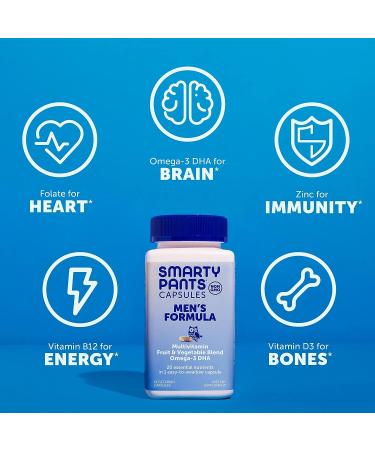 SmartyPants Men's Multivitamin with Omega-3 DHA, Zinc, Vitamins D3, C, B6, Folate, A, B12 - 30 Day Supply - Buy Online on GoSupps.com