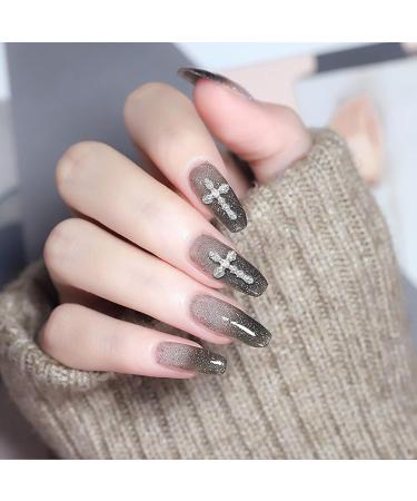 Kryzalite 30-Piece 3D Cross Nail Art Set - Gold & Silver Sparkle with Diamonds for Women's DIY Jewelry & Crafts - Buy Online on GoSupps.com