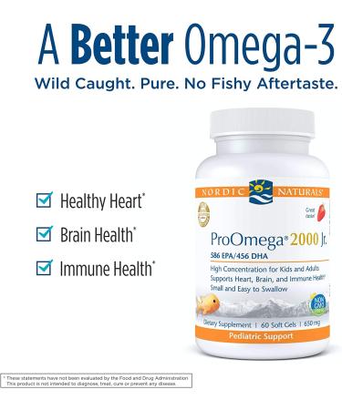 Nordic Naturals ProOmega 2000 Jr. 650 mg Softgels - Strawberry Flavor | 60 Count - Buy Online on GoSupps.com