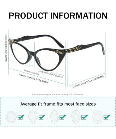 Eyekepper Cateyes Womens Reading Glasses Black 0.75 | Stylish & Comfortable Eye Care - Buy Online on GoSupps.com