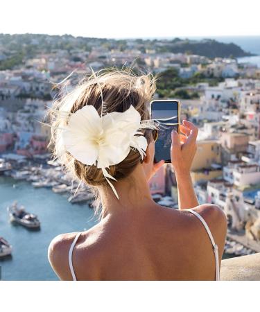 PATKAW 1PC Headband Fascinator Hats Hair Clip Peacock Hair Piece Flapper Hair Clip Headpiece for Women Girls Cocktail Wedding (White) - Buy Online on GoSupps.com