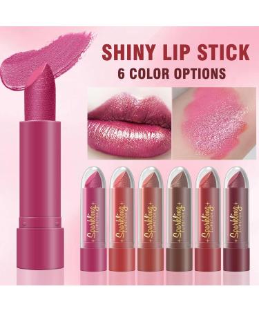  Sghtil Glitter Lipstick | Long-Lasting Lip Color | Moisturizing and Long-Lasting Waterproof Lipstick 6-Pack with Formula for Women and Girls - Buy Online on GoSupps.com