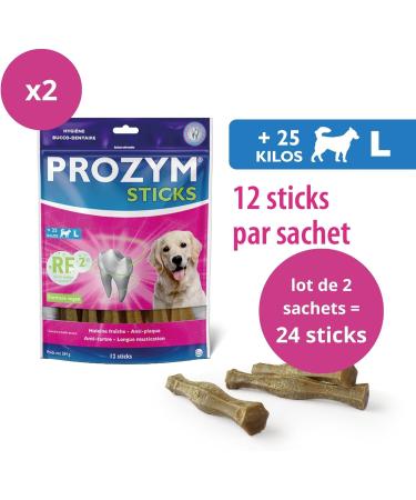 PROZYM RF2 Pack 2x12Sticks - Special Natural Dental Hygiene - Recommended by Veterinarians - Vegan Formula for Dogs - 24 Stickcks (+25kg) - Buy Online on GoSupps.com