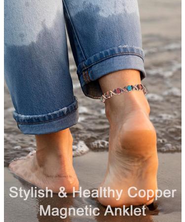 EnerCoppeX Copper Ankle Bracelet for Women Magnetic Pure Solid 99.99% Copper Lymph Detox Anklet 3500 Gauss Effective Magnet (CAC-0176) - Buy Online on GoSupps.com
