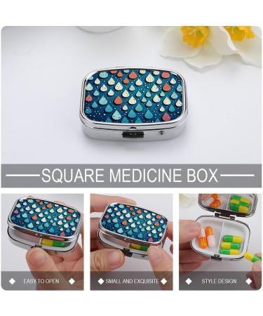 Decorative 2 Compartment Pill Box - Water Drops Dots Print Portable Medicine Organizer for Pocket & Purse | International Shipping - Buy Online on GoSupps.com