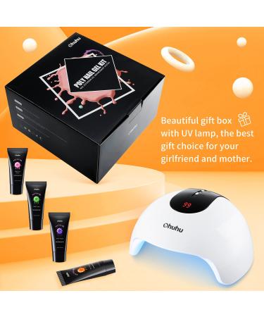 Poly Nail Gel Kit with 36W UV/LED Lamp - Ohuhu 12 Colors Professional Poly Gel Kit for Nail Extension - Rainbow Color DIY Nail Art - Great Gift for Girlfriend, Mother - Buy Online on GoSupps.com