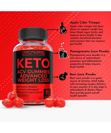 Keto ACV Gummies for Advanced Weight Loss - 1000mg Apple Cider Vinegar - 90 Count - Buy Online on GoSupps.com