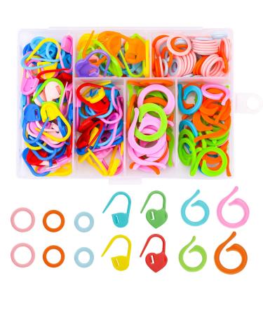185PCS Stitch Markers  Knitting Crochet Markers with Plastic Box  Stitch Marker Ring Colorful for Sewing Knitting DIY Handmade Crafts