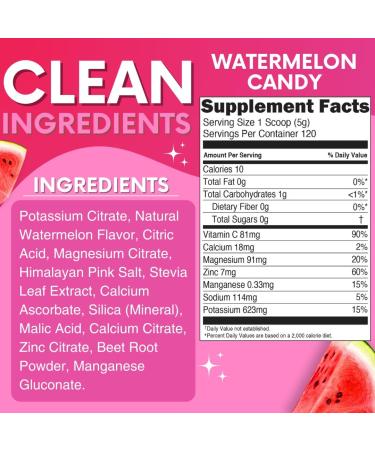 Zero Sugar Watermelon Candy Electrolytes Powder - Keto Vegan Hydration Drink Mix - 120 Servings - Caffeine Free All Natural Ingredients - Buy Online on GoSupps.com