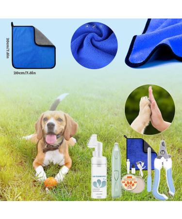 Dog Paw Cleaner Set - 150ml Foam Microfiber Towel Balm & LED Nail Trimmer | International Shipping - Buy Online on GoSupps.com