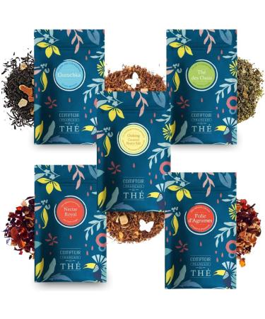 FRENCH TEA COUNTER | Assortment of 5x20g of Teas and Infusions and its Water Green Herbal Tea | Original gift for an Ann - Buy Online on GoSupps.com