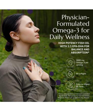 Neurobiologix OmegaCell 1600 TG Omega 3 Fish Oil with EPA & DHA Triglyceride Form for Absorption & Wellness Support Non GMO Omega 3 Supplement for Women and Men Gluten Free 60 Softgels - Buy Online on GoSupps.com