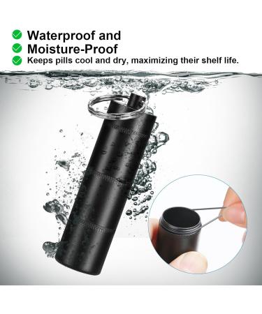 Portable Wallet Pill Organiser | Waterproof Metal Pill Box with Key Ring | 3 Compartment Travel Friendly - Black - Buy Online on GoSupps.com