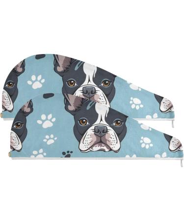 Super Absorbent Dog Blue Hair Towel 2 Pack - Quick Dry Hair Turbans for Women & Girls | Ideal Hair Drying Solution - Buy Online on GoSupps.com