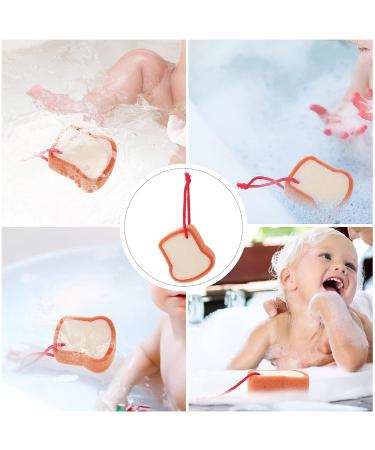 Healifty Fruit Bread Body Scrubber Shower Ball for Kids - Gentle Exfoliating Bath Sponge - Light Yellow - Buy Online on GoSupps.com