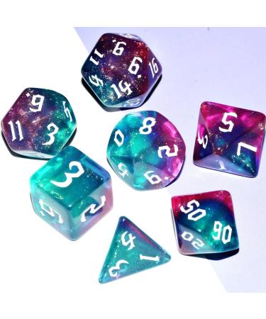 Galaxy Dice Set - Dark Green Mix Purple Crystal DND Dice Set for Board Game - Buy Online on GoSupps.com