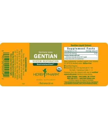 u201cHerb Pharm Organic Gentian Liquid Extract - 1 oz for Digestive Supportu201d - Buy Online on GoSupps.com