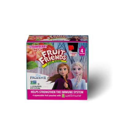 Frozen 2 Strawberry Applesauce Pouches With Wellmune - Immunity Boosting Fruit Friends - Gluten, Dairy, and Allergen Free - No Added Sweeteners - 3.2oz (24 BPA Free Pouches) - Buy Online on GoSupps.com