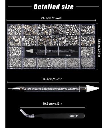 EBANKU 3100Pcs Flat Back Nail Gems Crystal Rhinestones Kit - Multi Shapes AB Nail Diamonds with Picker, Dotting Pen, Tweezers - Glitter Nail Art Decoration Supplies for Women & Girls - Buy Online on GoSupps.com