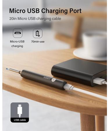 Bebird Ear Cleaner Kit with 1080p Camera and 6 Replacement Scoops - Black | for iPhone, iPad, Android Phones - Earwax Removal Tool and Storage Box for Adults - Buy Online on GoSupps.com