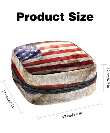 Retro American Flag Menstruation Pad Bag with Zipper | Women's Napkin & Tampon Collection Bags - Buy Online on GoSupps.com