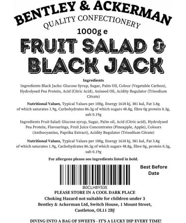 Fruit Salad and Black Jacks Sweets | 1kg | for Sharing Parties and Gifts - Buy Online on GoSupps.com