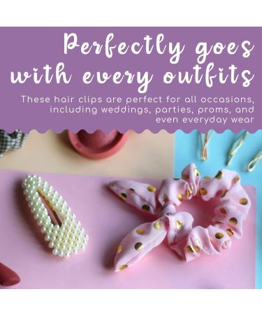 Glamza Pearl Hair Clips - Set of 3 Elegant and Stylish Barrettes for All Occasions - 8cm - Buy Online on GoSupps.com