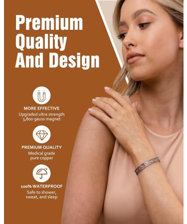 Jecanori Copper Magnetic Bracelet for Men and Women - Adjustable Cuff Bangle with Strong Magnets - Gift Box Included - Buy Online on GoSupps.com