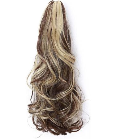 S-noilite Clip-In Ponytail Extension 18 Curly Medium Brown mix Dark Blonde - 145g Synthetic Hairpiece for Women - Buy Online on GoSupps.com
