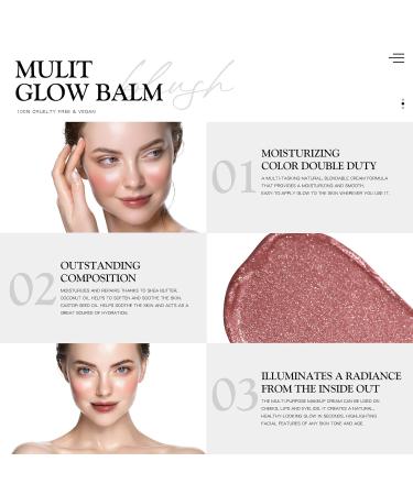 Bayfree Multi Glow Balm - Natural Blush & Gloss Finish Long-Lasting Vegan Rose Crystal 17.86g (1 Pack) - Buy Online on GoSupps.com