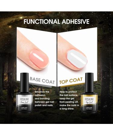 ROSALIND 2Pcs 15ML Top Coat Base Coat Set Gel Top Coat and High Gloss Gel Nail Polish Soak Off LED/UV Nail Lamp Suitable As A Gift for Women To DIY At Home Base Coat-top Coat - Buy Online on GoSupps.com