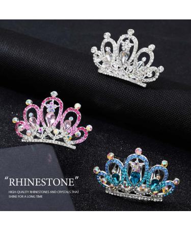 Brinie Mini Blue Crystal Tiara Bridal Hair Comb Clip - Princess Crown for Girls - Birthday Gift (Silver) - Buy Online on GoSupps.com