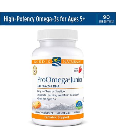 Nordic Naturals ProOmega Junior Strawberry 500 mg - 90 Soft Gels | Omega-3 for Kids - Buy Online on GoSupps.com