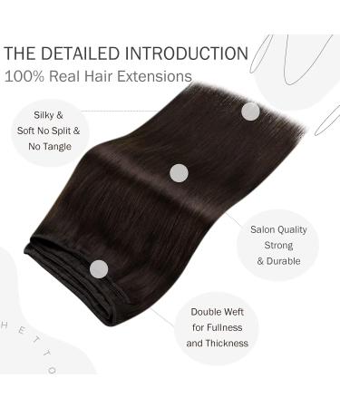 Hetto Brown Remy Real Hair Extensions - Darkest Brown #2 100g 45cm - Natural Look Sew-In Hair Cladding - Buy Online on GoSupps.com