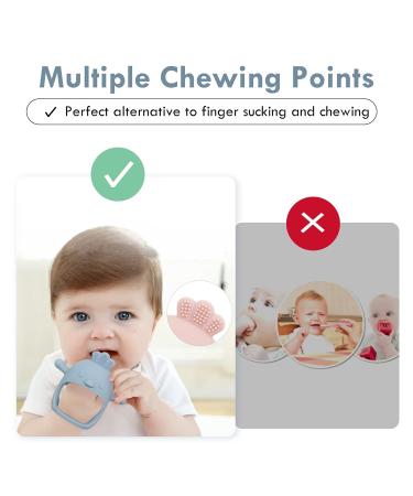 Santi & Me Baby Wrist Teether Mittens - Silicone Chew Toys for Babies - Fun Bird Design - Pack of 2 (Dusty Blue) - Buy Online on GoSupps.com