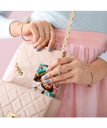 Stylish Leather Lipstick Case & Organizer with Mirror - Mini Lip Gloss Holder Bag with Assorted Cookie Pattern - International Shipping Available - Buy Online on GoSupps.com