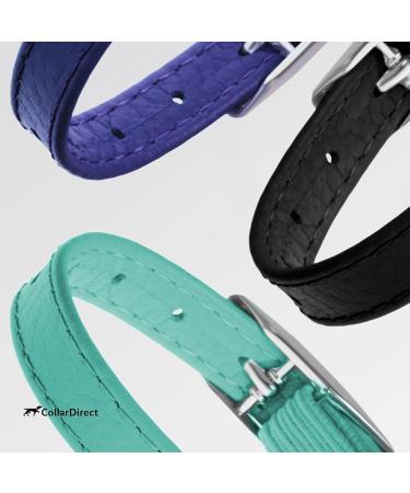 Collardirect Leather Cat Neck Collar - Safety Elastic Kitten Band with Bell - 23-28 cm - Available in Black Blue Red Orange Green Pink - International Shipping - Buy Online on GoSupps.com