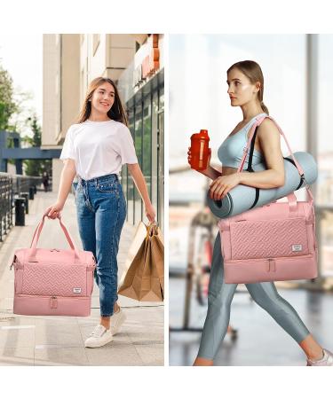 Women's Gym Bag with USB Charging Port | Pink Sports Duffel for Dance, Gym, Yoga & Travel - Buy Online on GoSupps.com