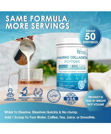 NATURE TARGET Marine Collagen Powder for Women - Multi Collagen Peptides with Hyaluronic Acid & Vitamin C for Hair Skin Nails & Joints - Wild-Caught Fish & Grass-Fed Bovine 50 Servings 1.1 Pound (Pack of 1) - Buy Online on GoSupps.com