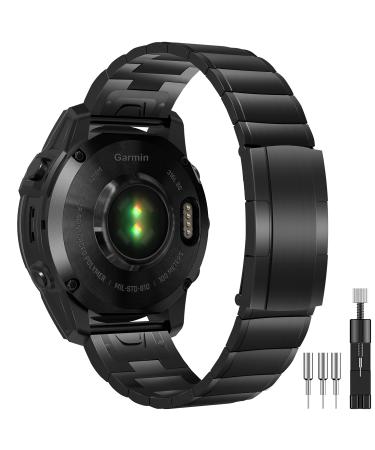 KSKSPE bracelet for Garmin Fenix/Fenix 6x/Fenix 5x watch bracelet 26mm stainless steel Classic upgrade replacement arm band for Garmin Fenix Pro/Fenix 5x Plus/Fenix 3 HR/Fenix 3 Sapphire/D2 Bravo Black 26mm
