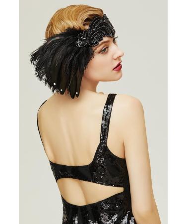 Coucoland 1920s Black Flapper Headband - Great Gatsby Women's Costume Accessory for Carnival - Buy Online on GoSupps.com