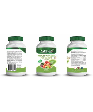 NutruLux Multivitamin for Seniors - 60 mg Vitamin C - Halal Vegan Gelatin Free Tablets - Complete Senior Health Support - Daily Wellness Supplement - Immune Boost - Elderly Nutrient-Rich Formula 180 Tablets (Pack of 3)