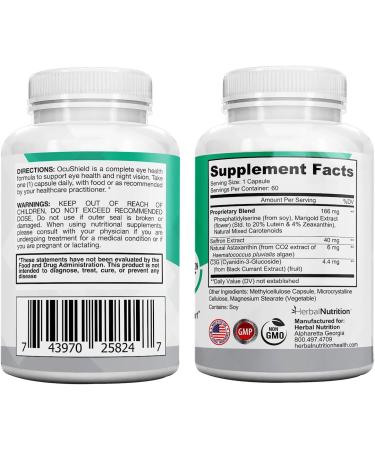 OcuShield Eye Health Vitamin Support for Healthy Eyes, Night Vision with Saffron, Lutein & Zeaxanthin, Eye Nutrients to Protect & Stimulate Ocular Health, One Bottle 1 - Buy Online on GoSupps.com